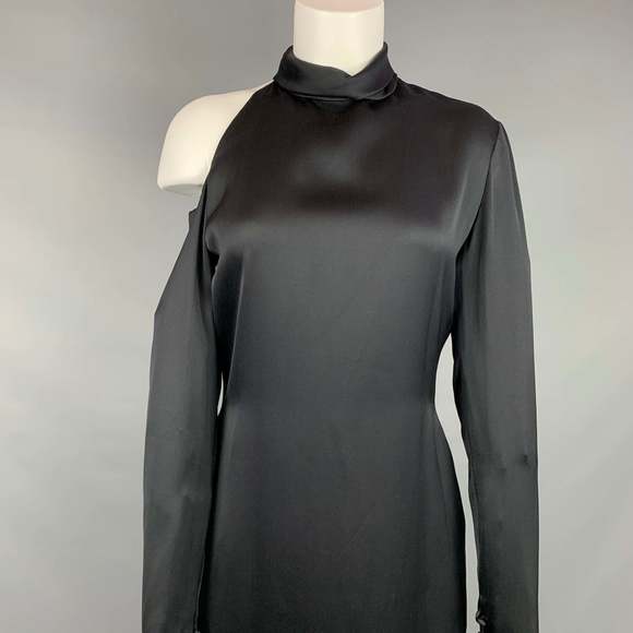 BILL BLASS Black Silk Shoulder Cut Out Cocktail Dress - Picture 2 of 5